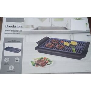 Brookstone Indoor Electric Grill 15x10 Non-Stick Sapphire Diamond Coating Adjust